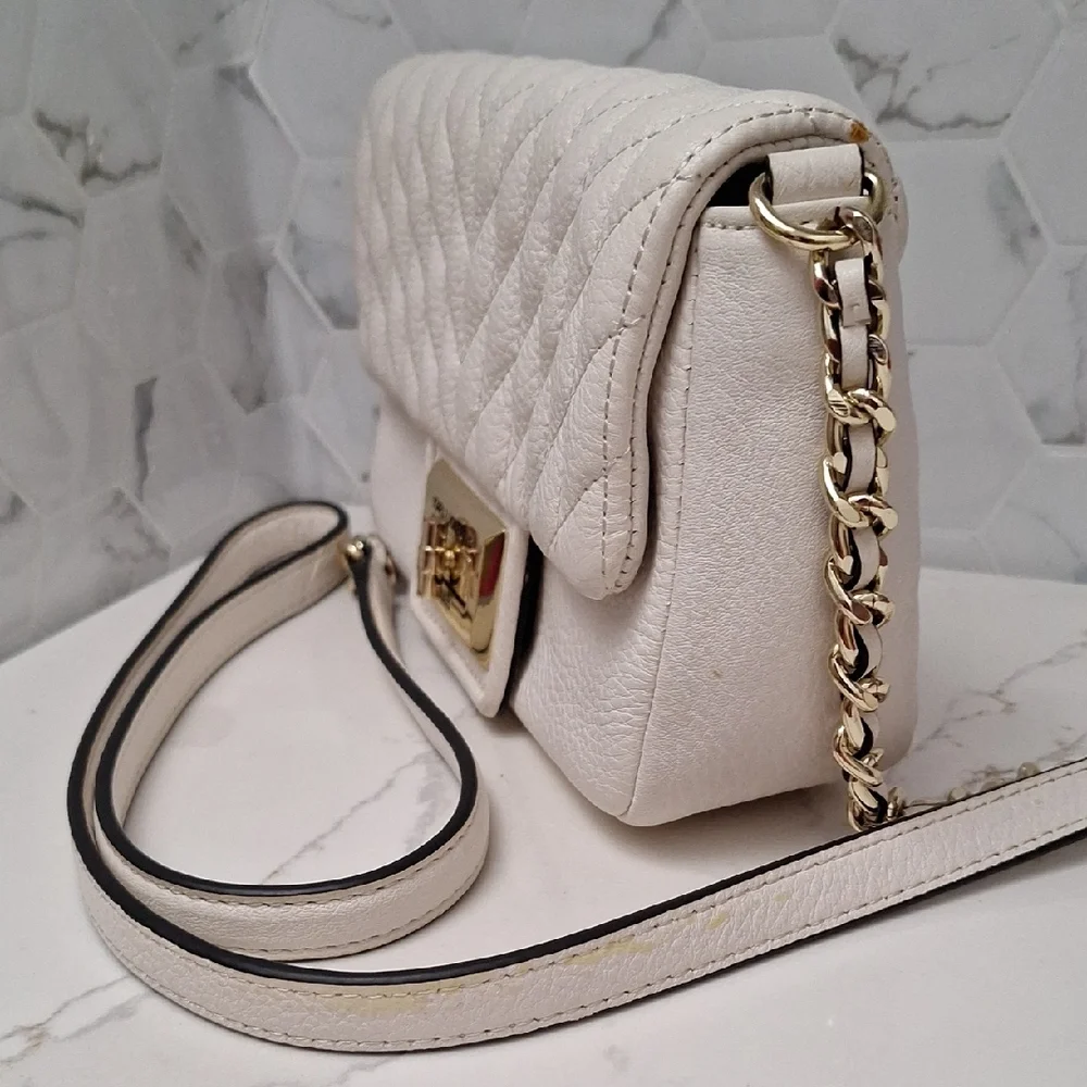 Karl Lagerfeld Paris Agyness Quilted Leather Crossbody Bag Purse - Picture 3 of 16